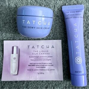 3 Piece Tatcha Skincare Kit Minis: The Rice Water Cleanser, Cream, Liquid Primer